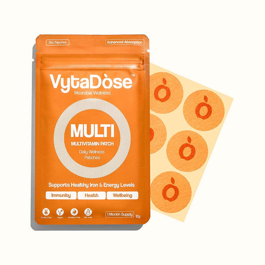 VytaDose assorted supplement patch products arranged together for daily health and energy benefits.