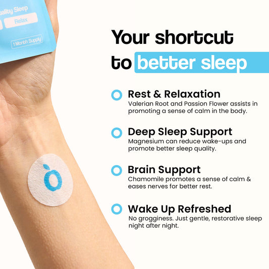 Vytadose sleep patch on arm promoting relaxation, deep sleep, brain support & refreshed wakeup