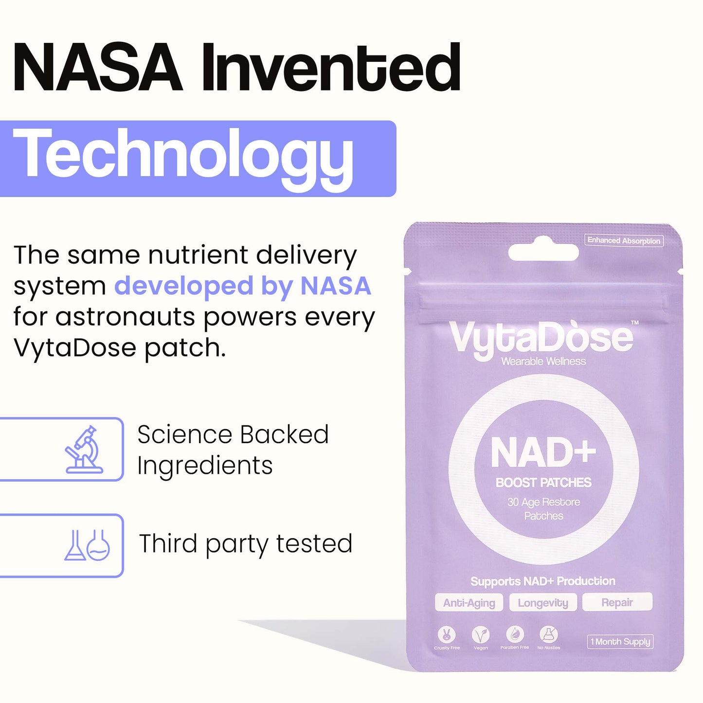 VytaDose NAD+ patches use NASA-developed delivery tech with science-backed ingredients.